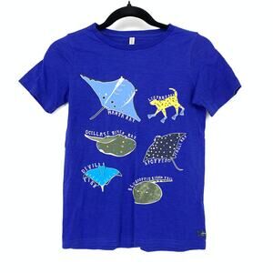 Joules Boys 9 10 Blue Graphic T Shirt Stingray Ocean Short Sleeve